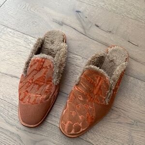 Free People Fur Lined Velvet Mules